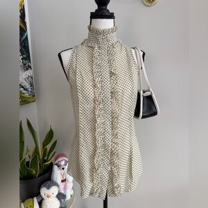 Polka Dot Ruffle Sleeveless Top